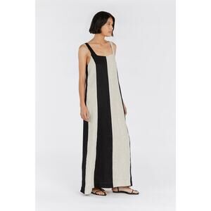 Dissh Agi Colorblock Striped Sleeveless Maxi Tank Dress Beige Black Women Size 2
